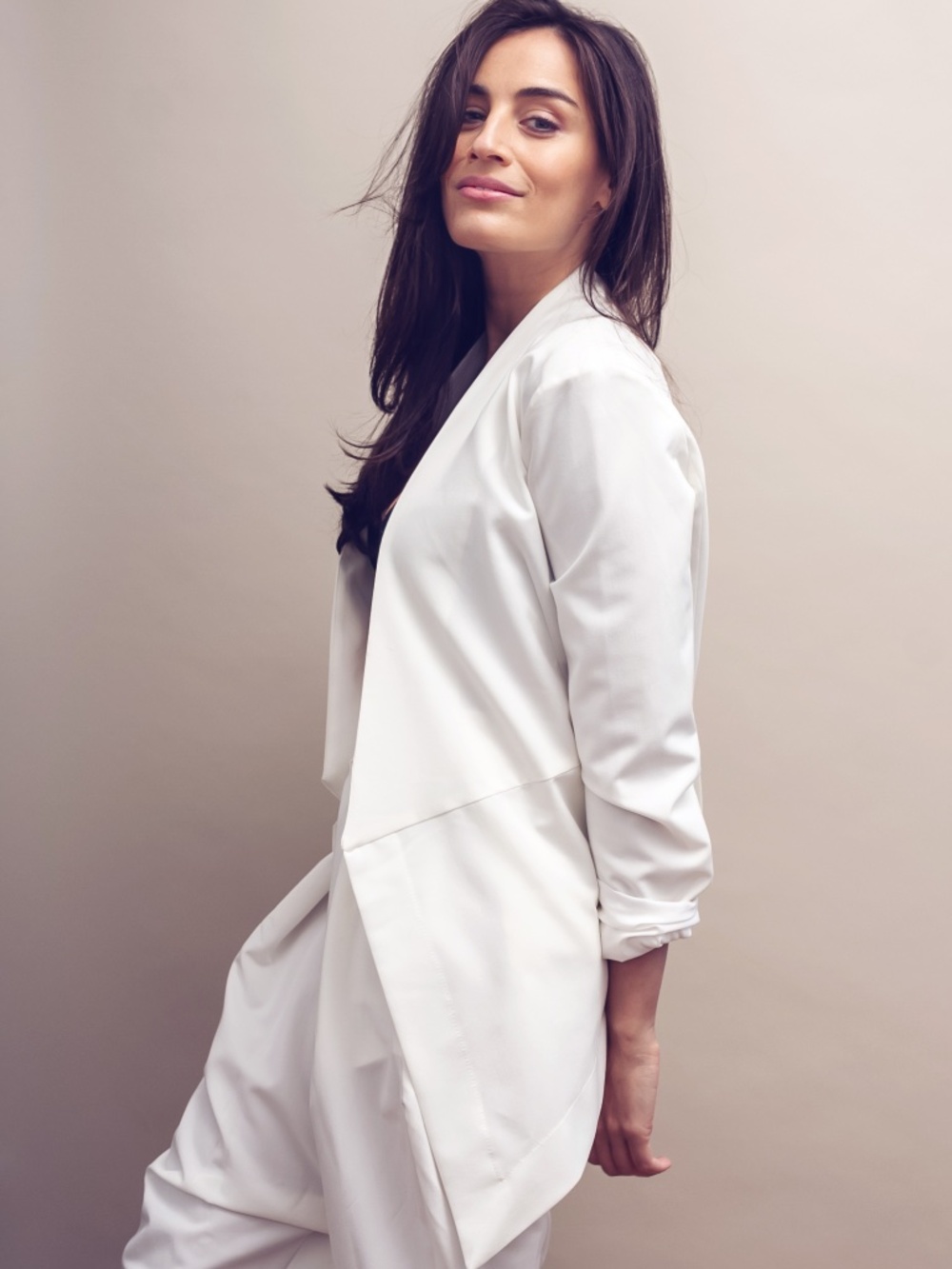 Asymmetrical bespoke suite blazer and trousers